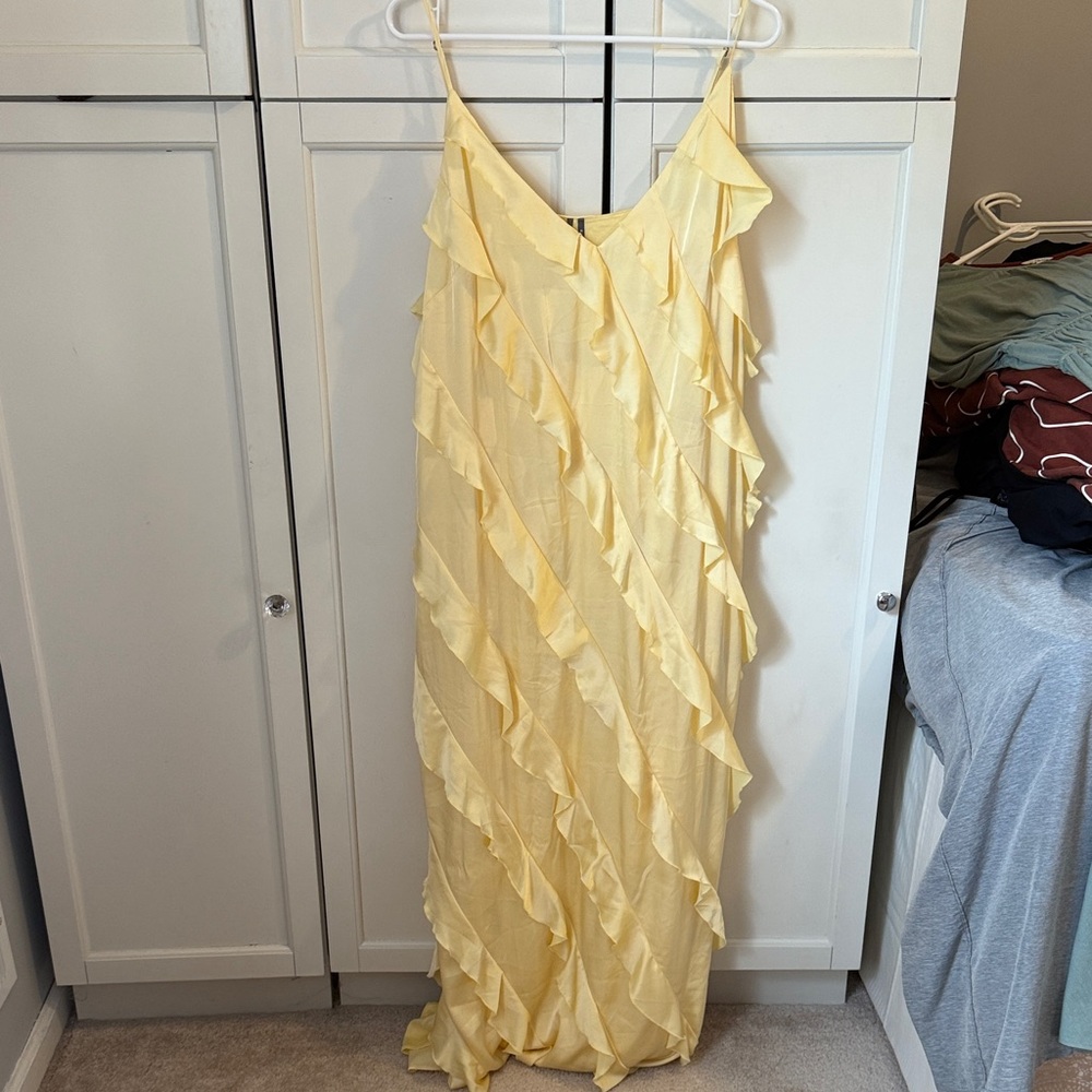 Anthropologie Yellow Ruffle Maxi Dress